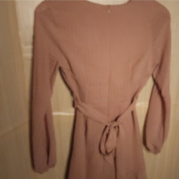 Jjwm Womens New Rose Pink Textured Faux Wrap Dress Small - Picture 4 of 10